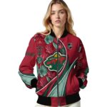 custom minnesota wild floral print red jacket best selling jacketwow