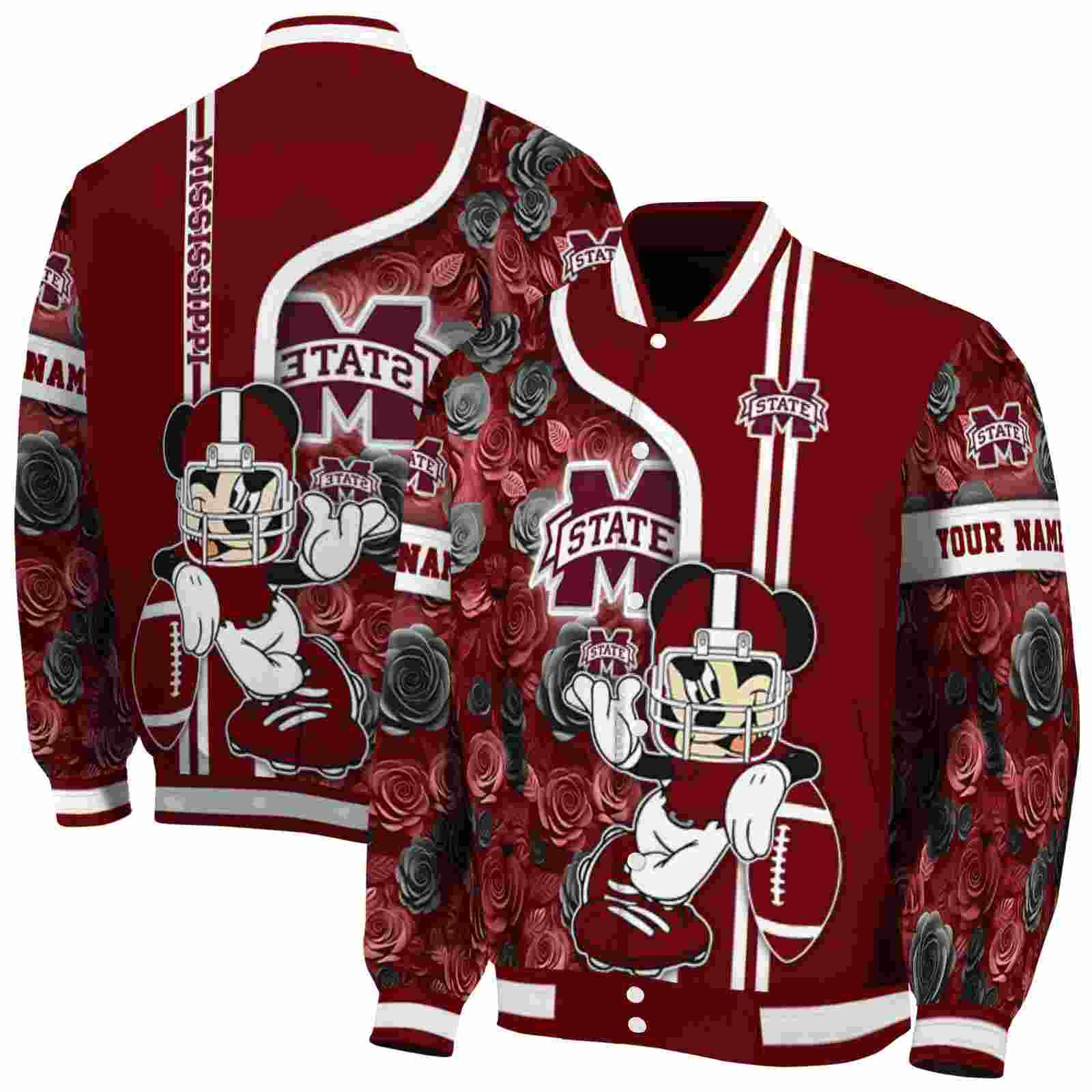 custom mississippi state bulldogs rose mickey maroon jacket fashion forward jacketwow custom mississippi state bulldogs rose mickey maroon jacket fashion forward jacketwow