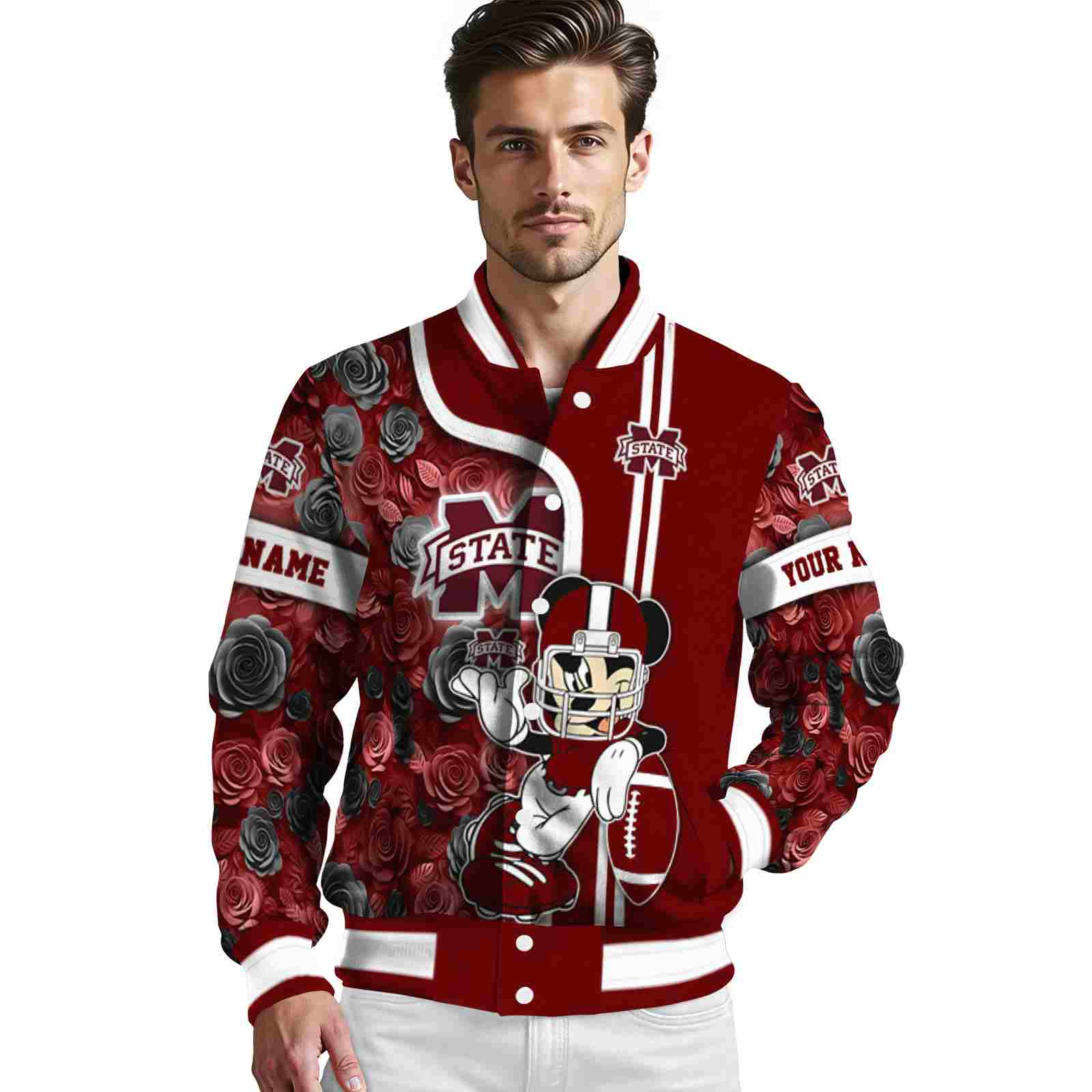 custom mississippi state bulldogs rose mickey maroon jacket high quality jacketwow custom mississippi state bulldogs rose mickey maroon jacket high quality jacketwow