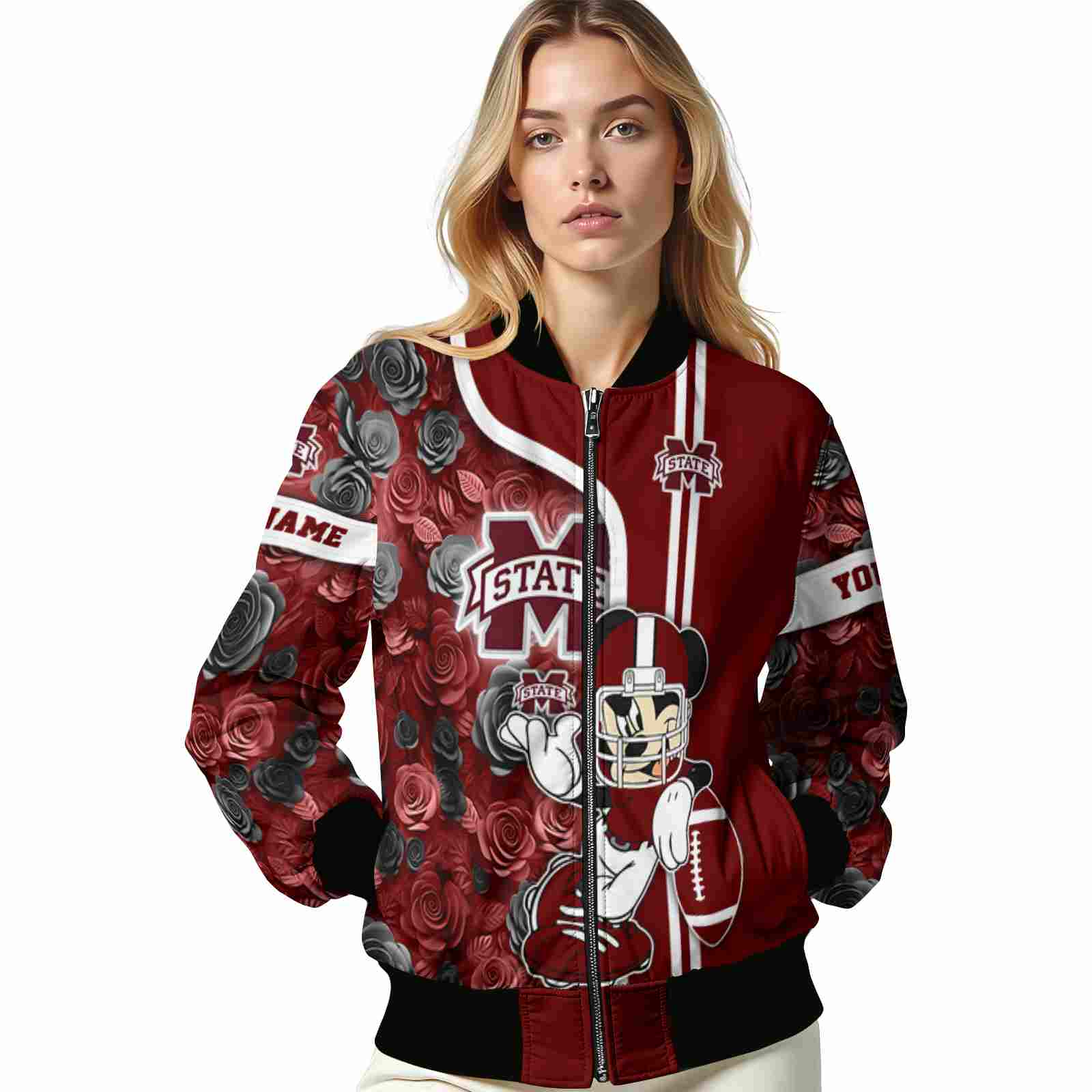 custom mississippi state bulldogs rose mickey maroon jacket latest model jacketwow custom mississippi state bulldogs rose mickey maroon jacket latest model jacketwow