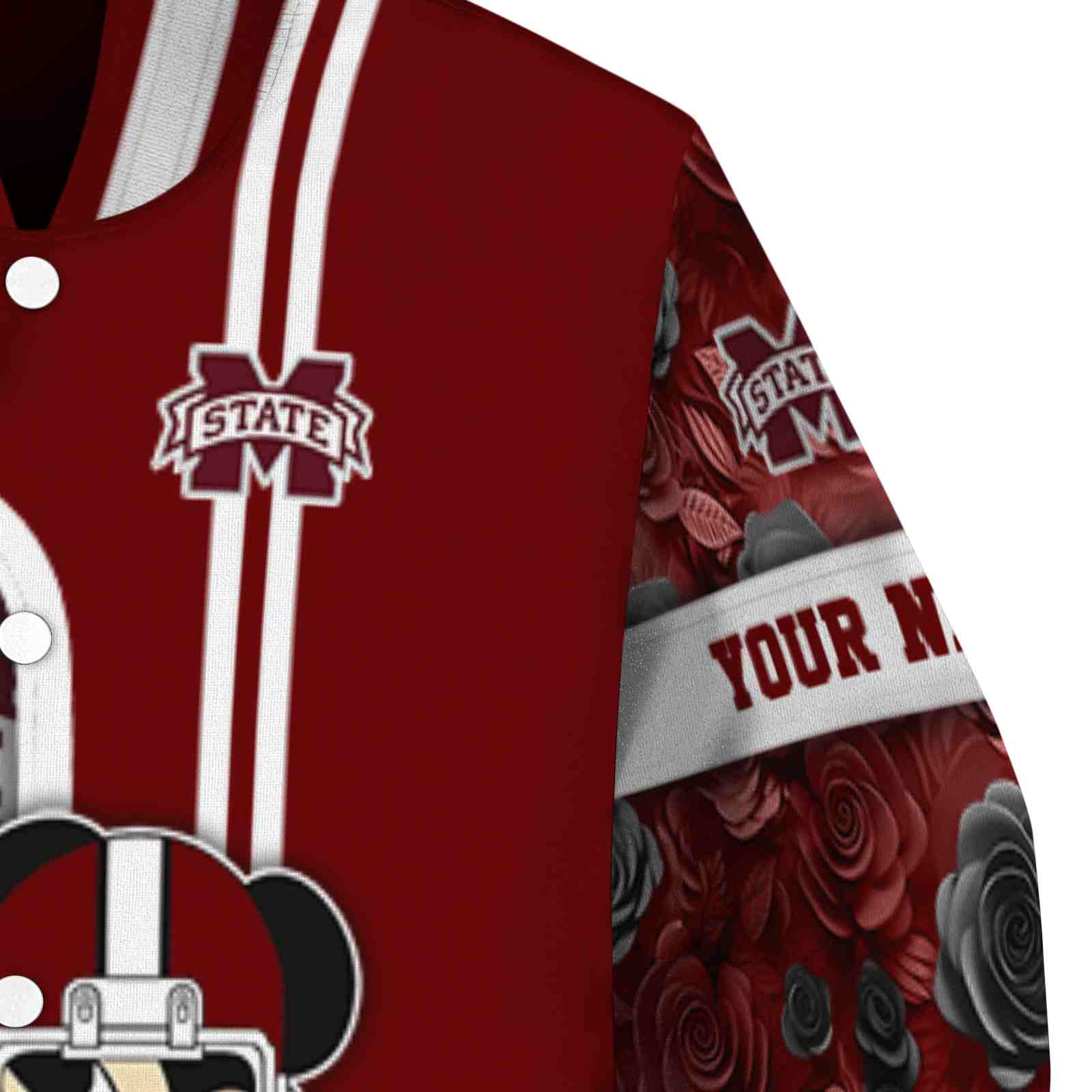 custom mississippi state bulldogs rose mickey maroon jacket premium grade jacketwow custom mississippi state bulldogs rose mickey maroon jacket premium grade jacketwow