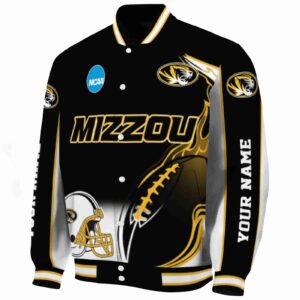 custom missouri tigers flaming football black white jacket best selling jacketwow
