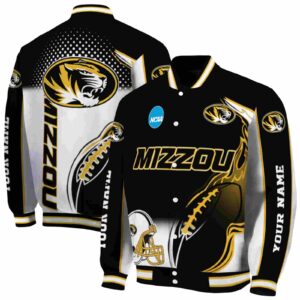 custom missouri tigers flaming football black white jacket fashion forward jacketwow