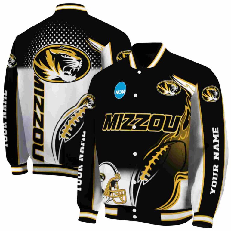 custom missouri tigers flaming football black white jacket fashion forward jacketwow