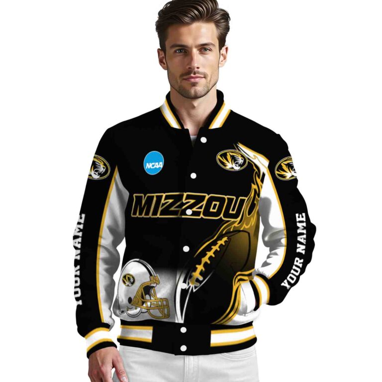 custom missouri tigers flaming football black white jacket high quality jacketwow