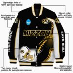 custom missouri tigers flaming football black white jacket best selling jacketwow