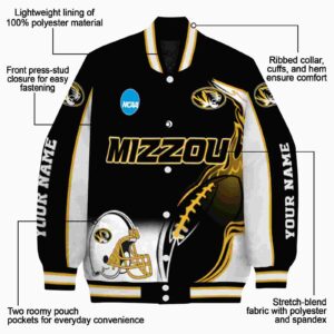 custom missouri tigers flaming football black white jacket new arrival jacketwow