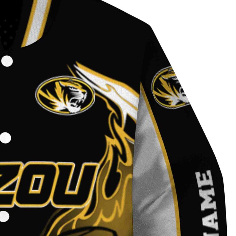custom missouri tigers flaming football black white jacket premium grade jacketwow
