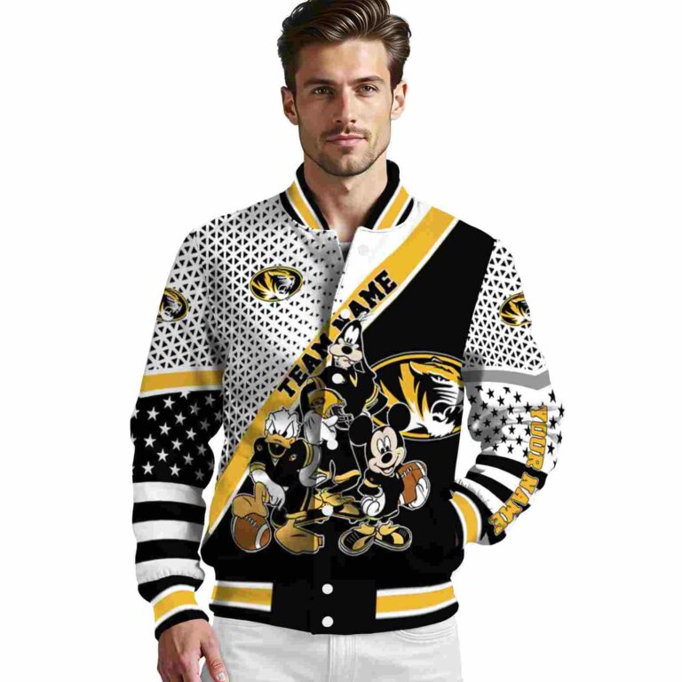 custom missouri tigers mickey donald goofy black white jacket high quality jacketwow