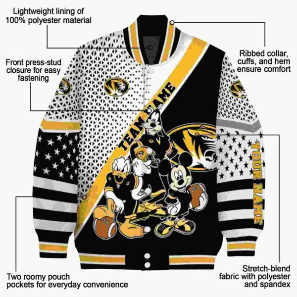 custom missouri tigers mickey donald goofy black white jacket new arrival jacketwow