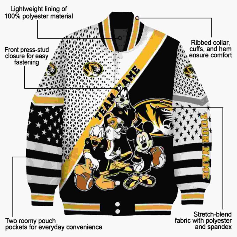 custom missouri tigers mickey donald goofy black white jacket new arrival jacketwow