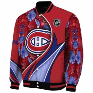 custom montreal canadiens floral print red jacket best selling jacketwow