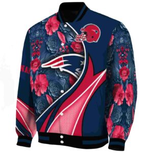 custom new england patriots floral print blue jacket best selling jacketwow