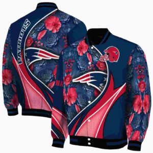 custom new england patriots floral print blue jacket fashion forward jacketwow