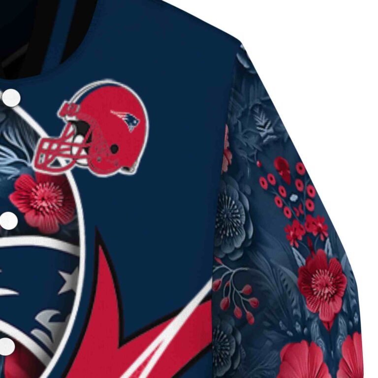 custom new england patriots floral print blue jacket premium grade jacketwow
