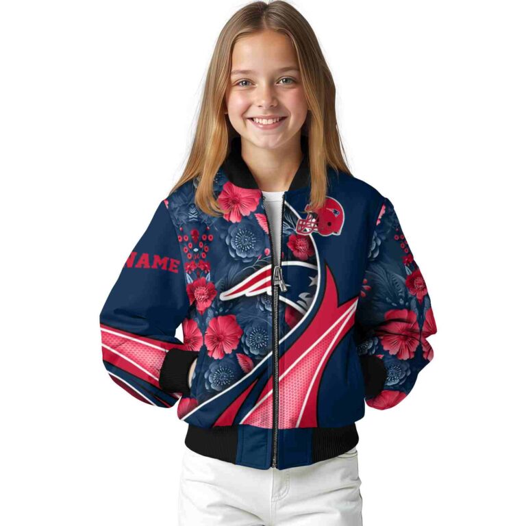 custom new england patriots floral print blue jacket top rated jacketwow