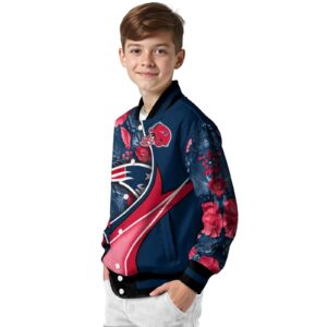 custom new england patriots floral print blue jacket trendy jacketwow