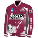 custom new mexico state aggies flaming football crimson white jacket best selling jacketwow