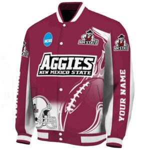 custom new mexico state aggies flaming football crimson white jacket best selling jacketwow
