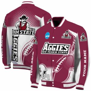 custom new mexico state aggies flaming football crimson white jacket fashion forward jacketwow