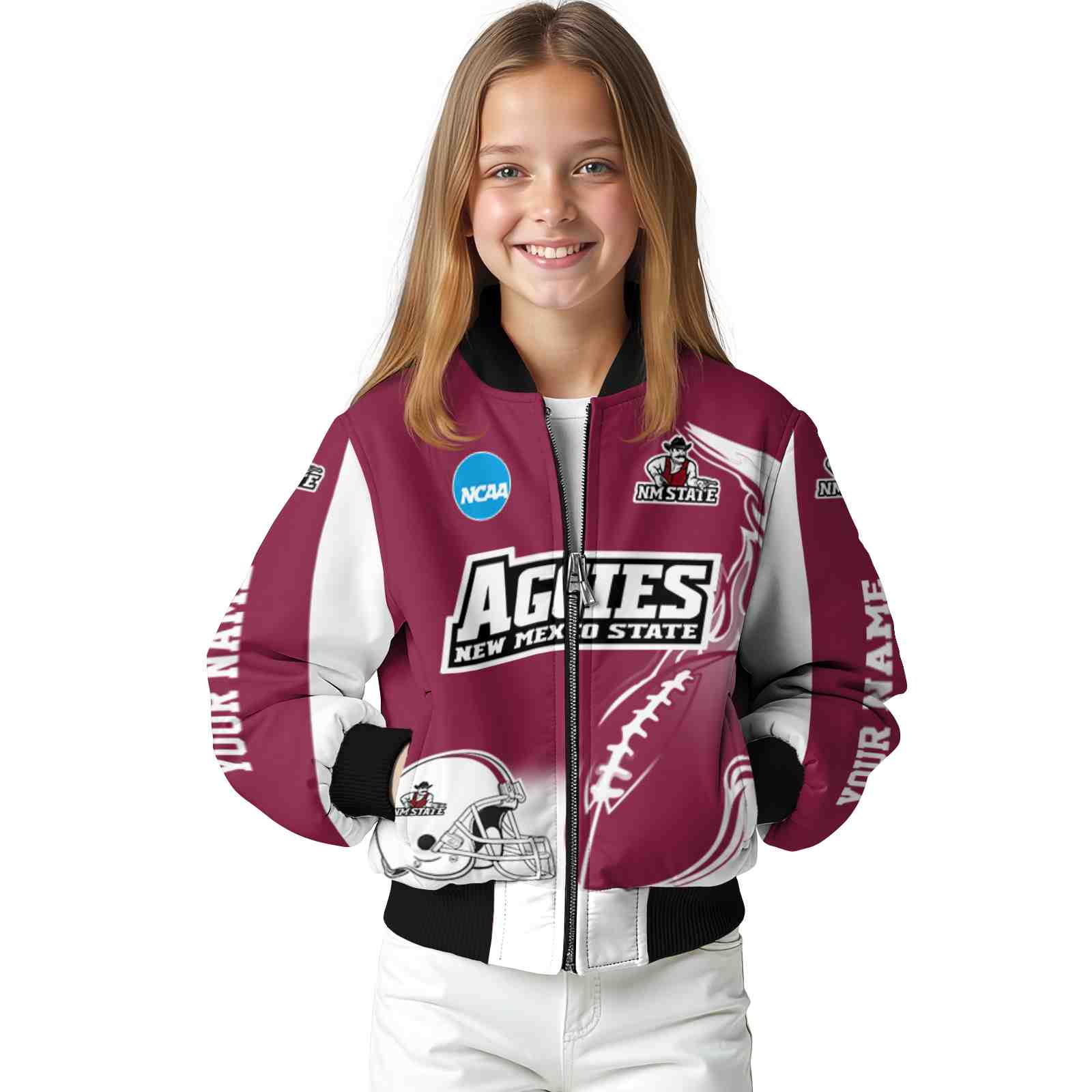 custom new mexico state aggies flaming football crimson white jacket top rated jacketwow custom new mexico state aggies flaming football crimson white jacket top rated jacketwow