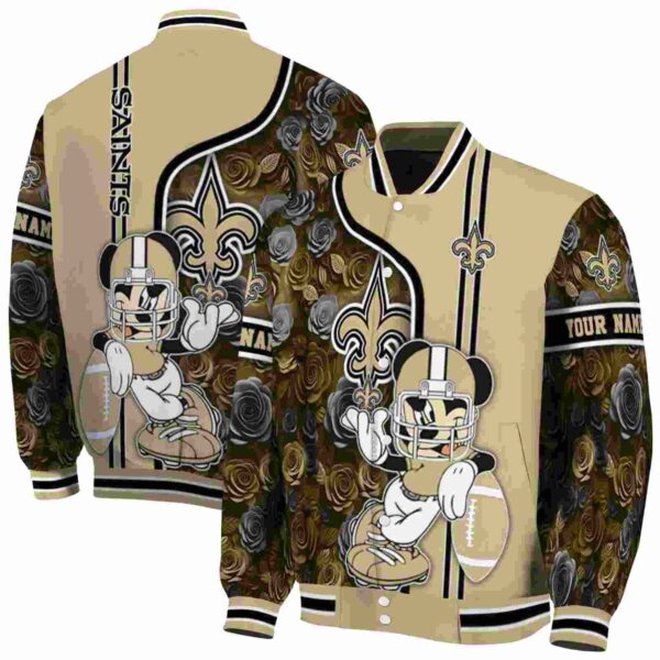 custom new orleans saints rose mickey gold jacket fashion forward jacketwow