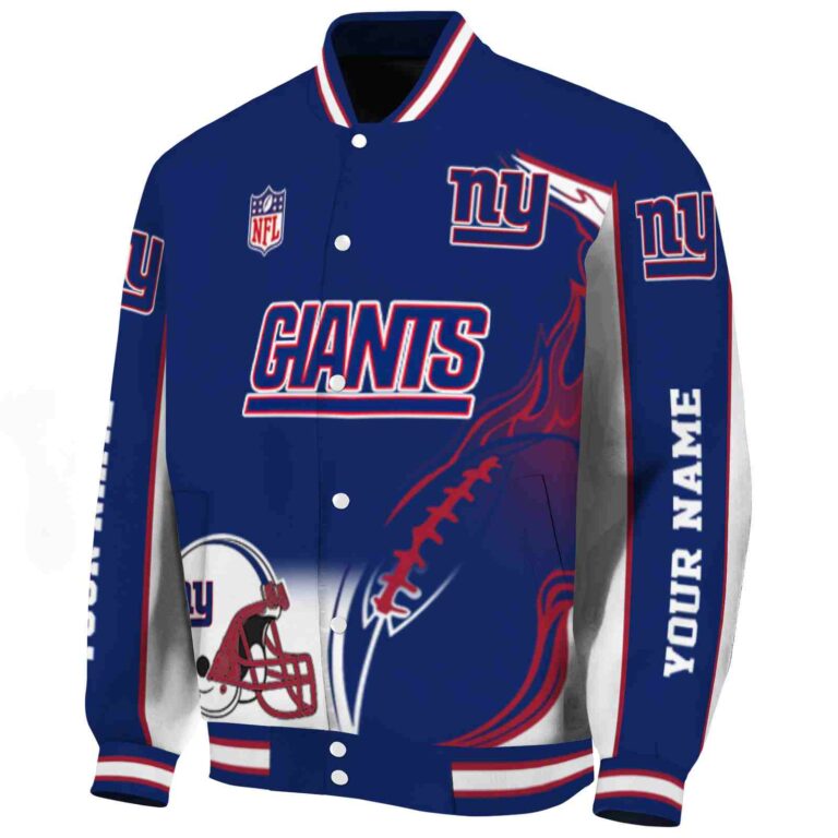 custom new york giants flaming football blue white jacket best selling jacketwow