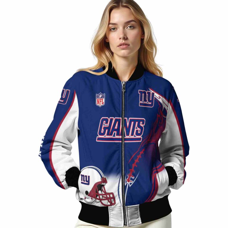 custom new york giants flaming football blue white jacket latest model jacketwow
