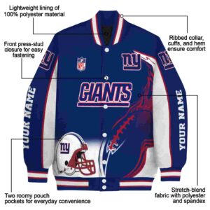 custom new york giants flaming football blue white jacket new arrival jacketwow