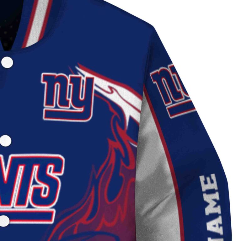 custom new york giants flaming football blue white jacket premium grade jacketwow