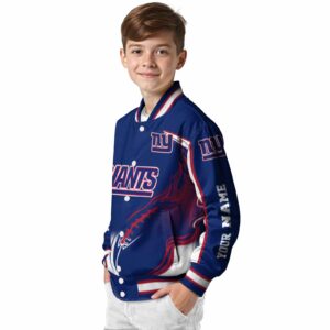 custom new york giants flaming football blue white jacket trendy jacketwow