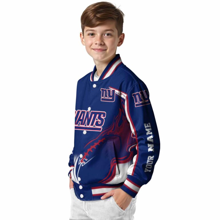 custom new york giants flaming football blue white jacket trendy jacketwow