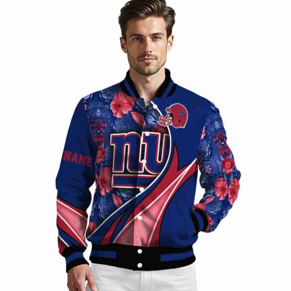 custom new york giants floral print blue jacket high quality jacketwow