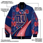 custom new york giants floral print blue jacket best selling jacketwow