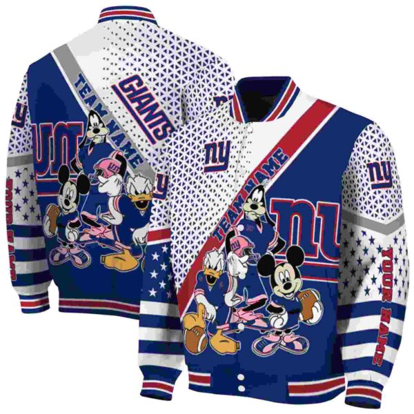 custom new york giants mickey donald goofy blue white jacket fashion forward jacketwow