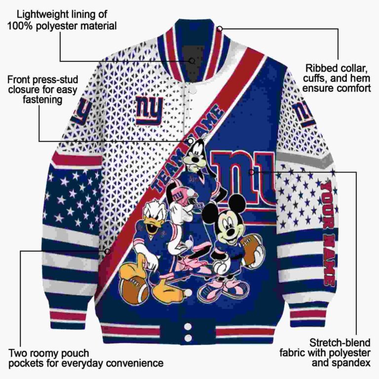 custom new york giants mickey donald goofy blue white jacket new arrival jacketwow