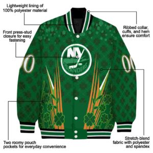 custom new york islanders shamrock pattern green jacket new arrival jacketwow