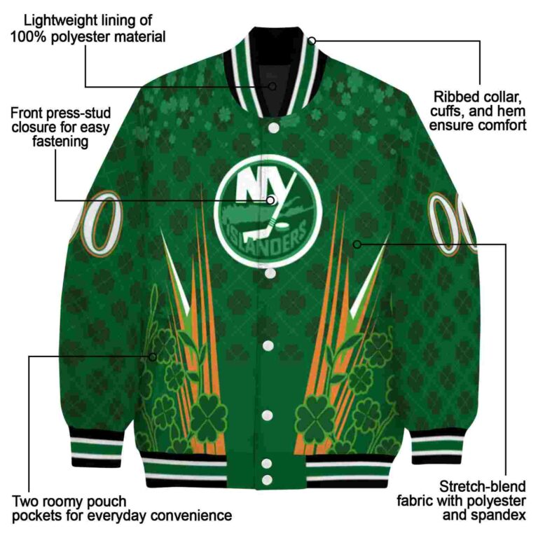 custom new york islanders shamrock pattern green jacket new arrival jacketwow