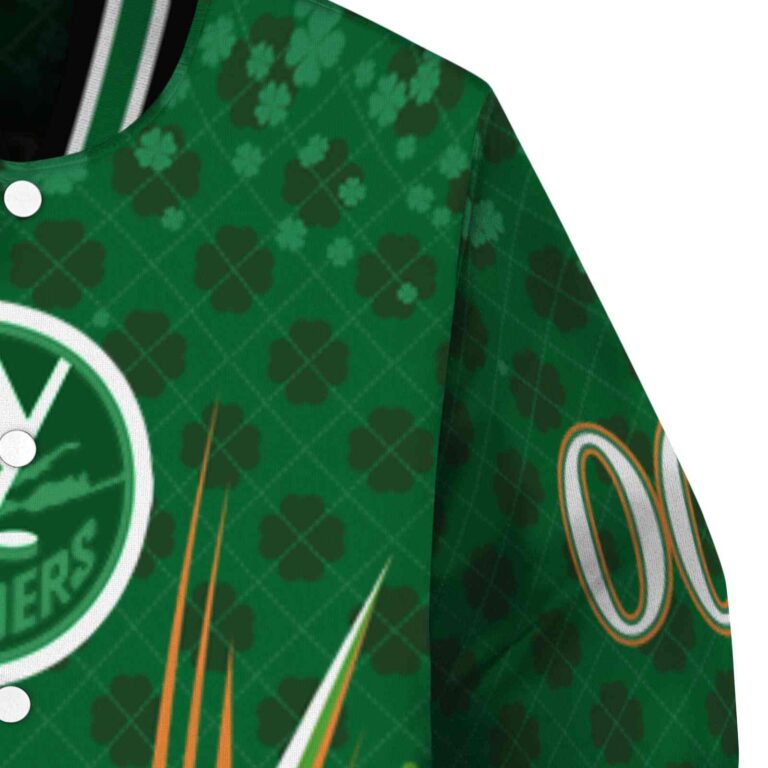 custom new york islanders shamrock pattern green jacket premium grade jacketwow