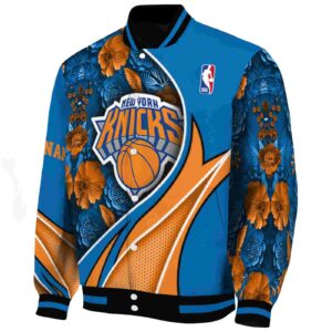 custom new york knicks floral print blue jacket best selling jacketwow