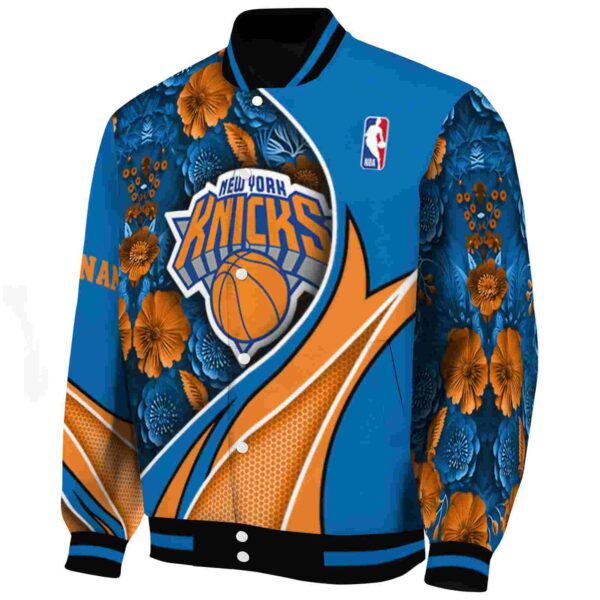 custom new york knicks floral print blue jacket best selling jacketwow