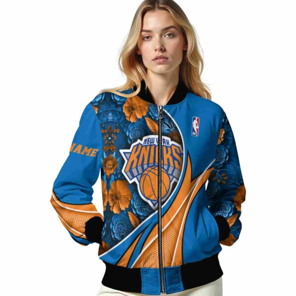 custom new york knicks floral print blue jacket latest model jacketwow