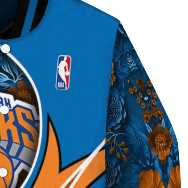 custom new york knicks floral print blue jacket premium grade jacketwow