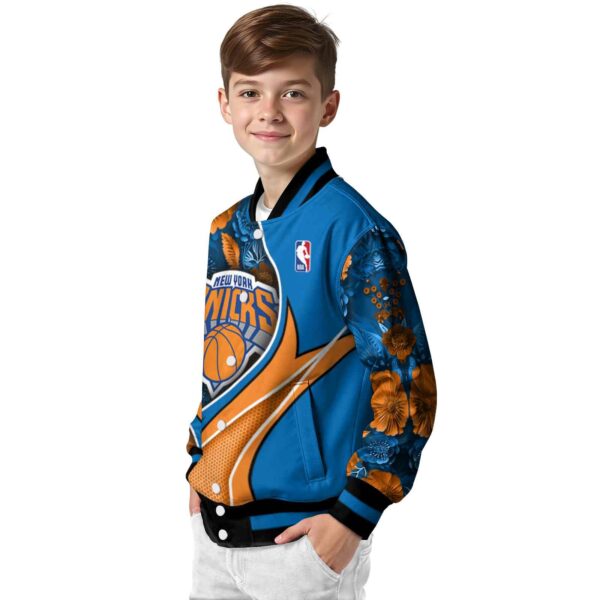 custom new york knicks floral print blue jacket trendy jacketwow