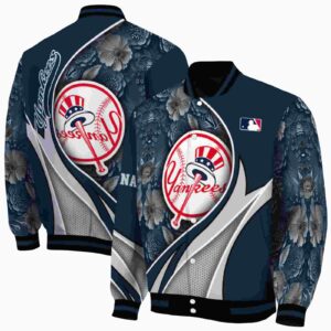 custom new york yankees floral print navy jacket fashion forward jacketwow