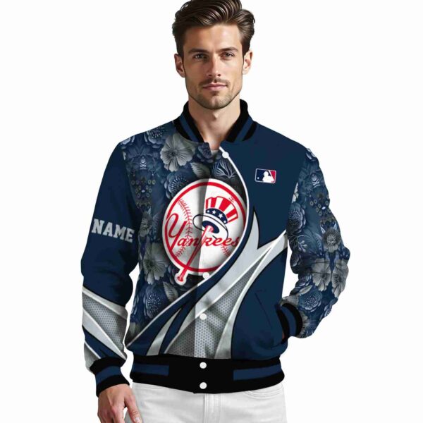custom new york yankees floral print navy jacket high quality jacketwow