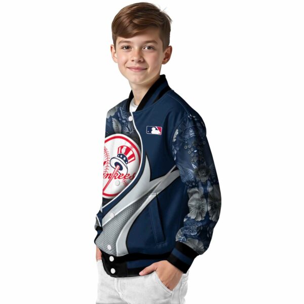 custom new york yankees floral print navy jacket trendy jacketwow