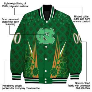 custom north carolina tar heels shamrock pattern green jacket new arrival jacketwow