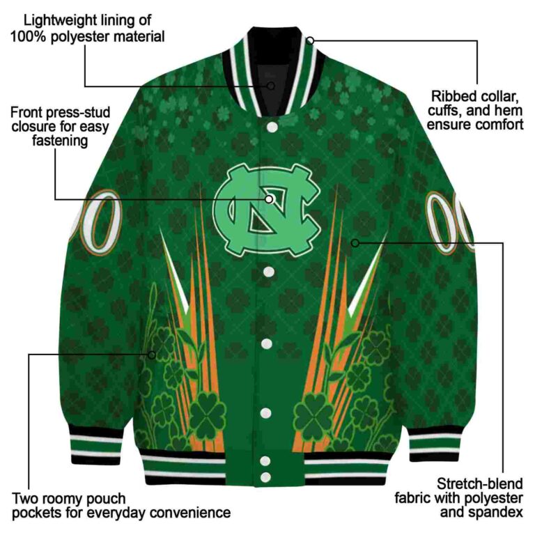 custom north carolina tar heels shamrock pattern green jacket new arrival jacketwow