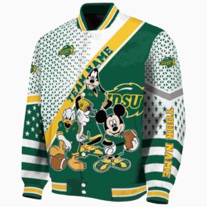 custom north dakota state bison mickey donald goofy green white jacket best selling jacketwow